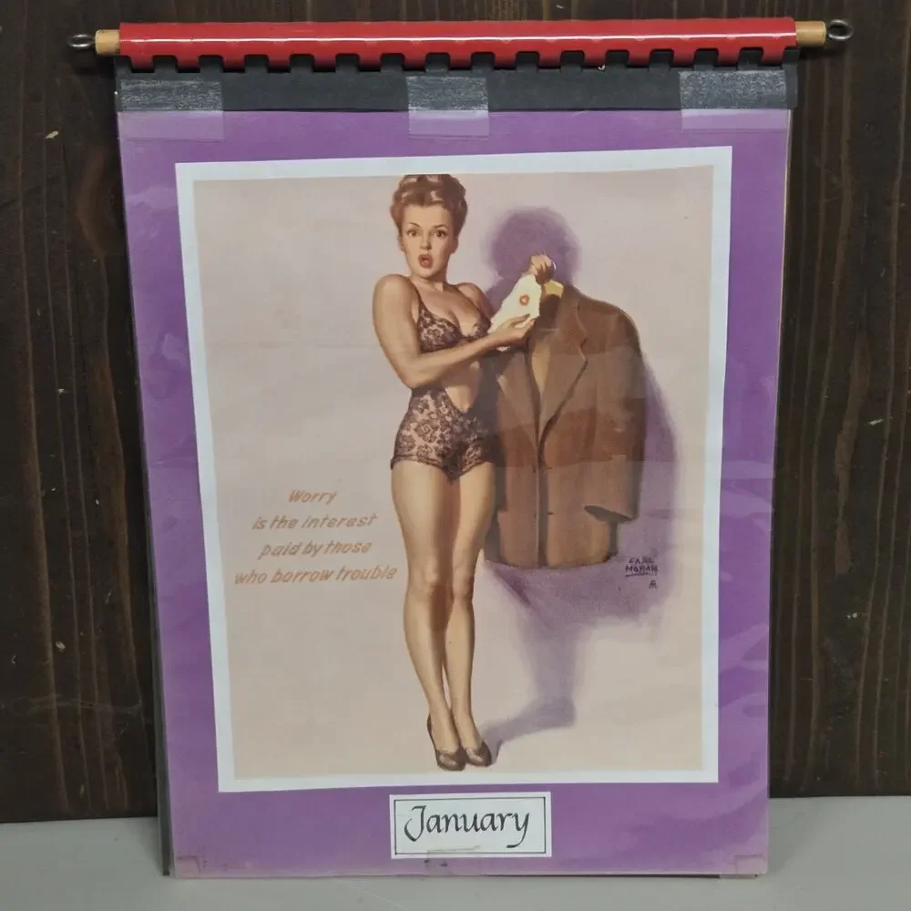 Reusable Pin Up Calendar Vintage Style Art Elvgren Moran Frahm Petty Bradley